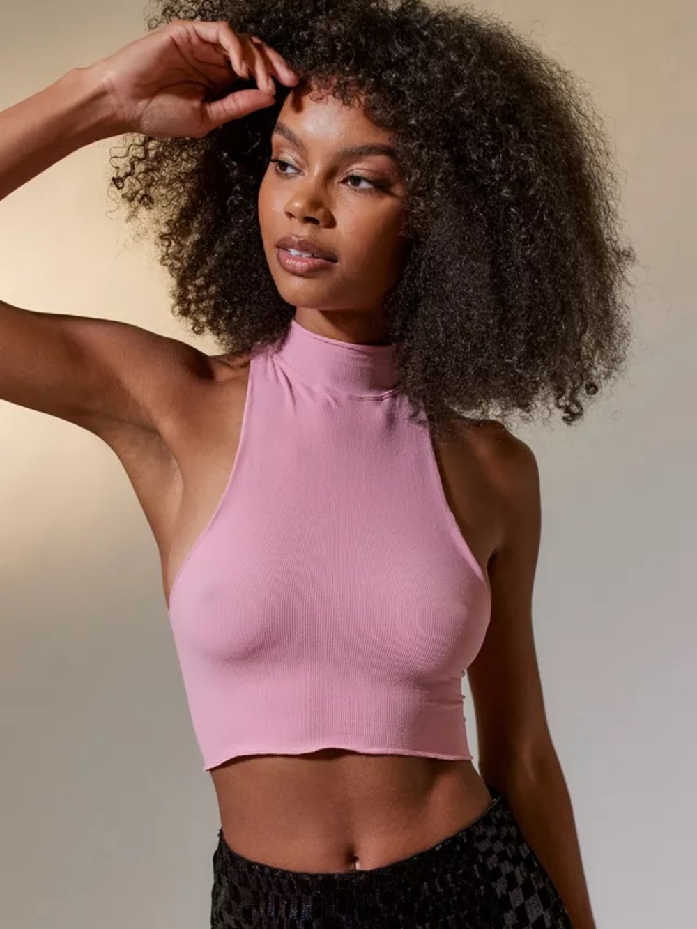 Out From Under Charlotte Seamless Mock-Neck Bra Top - Light Desert Rust